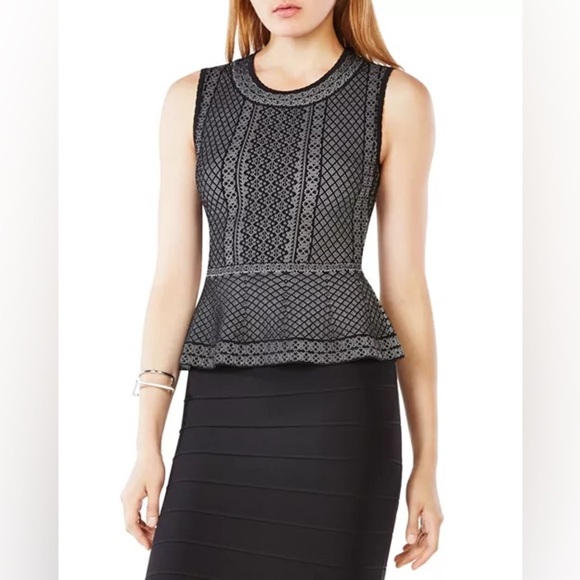 BCBGMAXAZRIA Jaylenne Peplum Top - Picture 1 of 5
